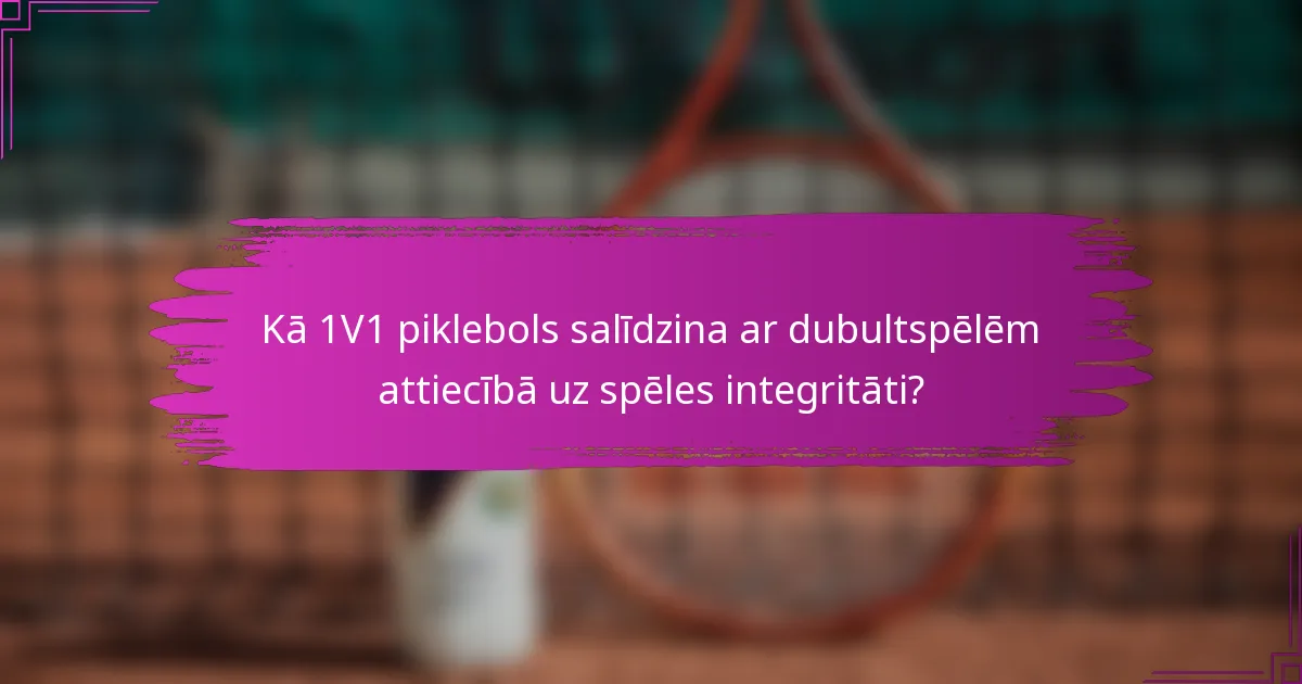 Kā 1V1 piklebols salīdzina ar dubultspēlēm attiecībā uz spēles integritāti?