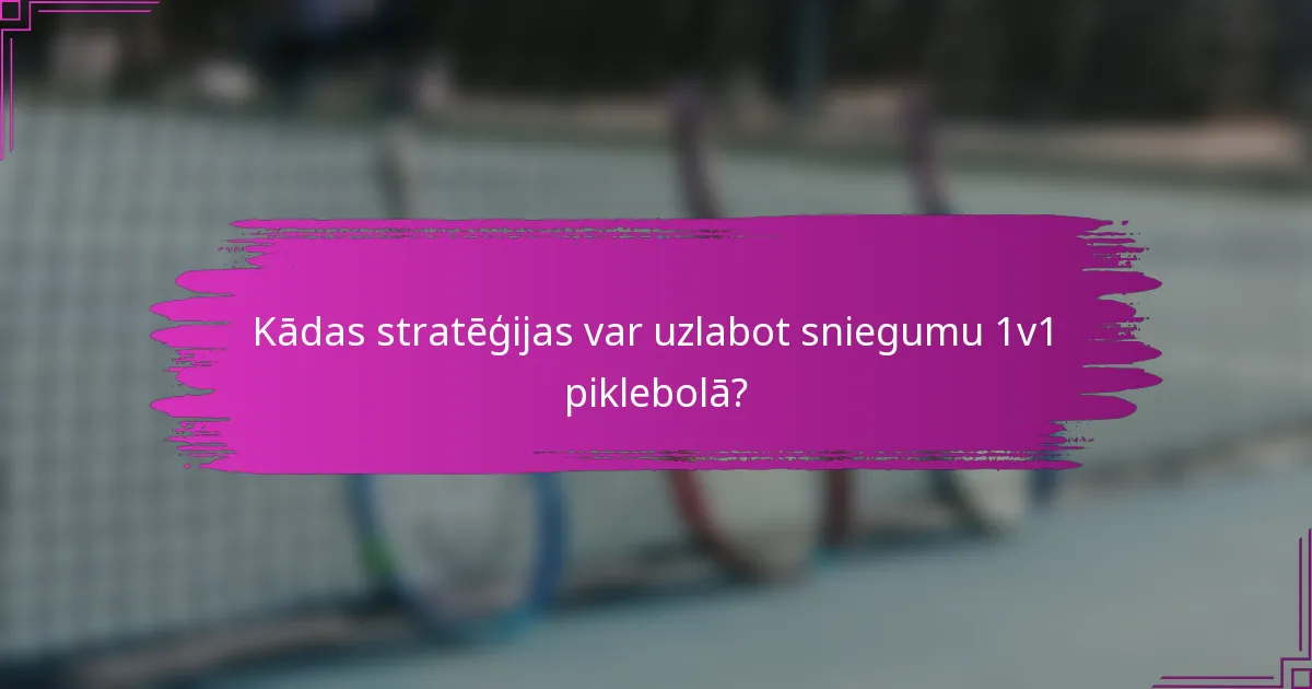 Kādas stratēģijas var uzlabot sniegumu 1v1 piklebolā?